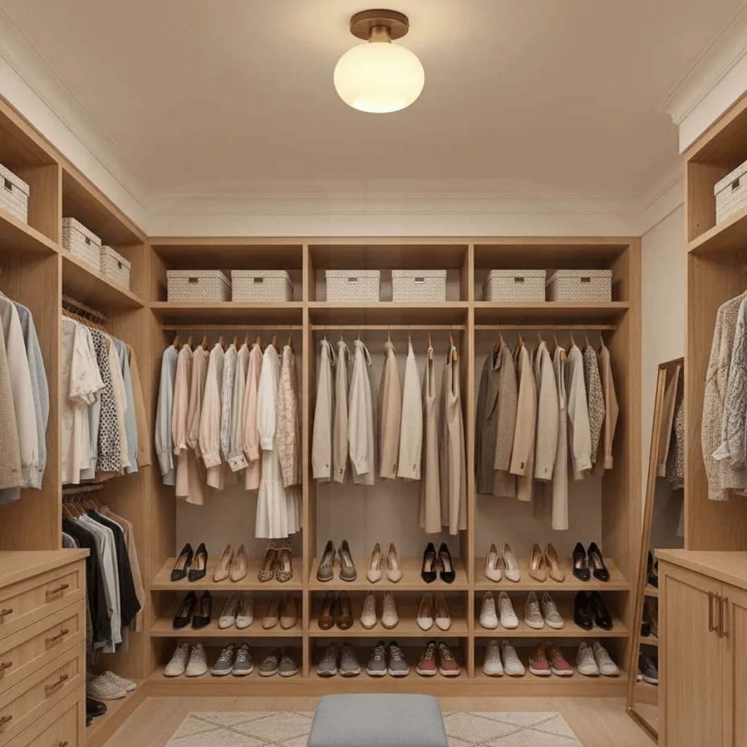 Deckenleuchte Holz & Milchglas