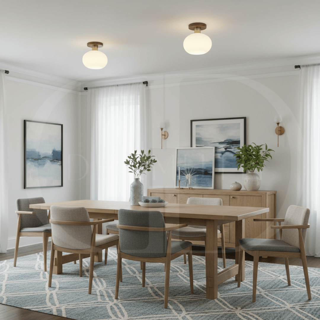 Deckenleuchte Holz & Milchglas