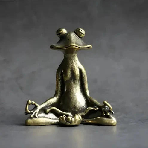 Yoga-Frosch Skulptur aus Massivbronze