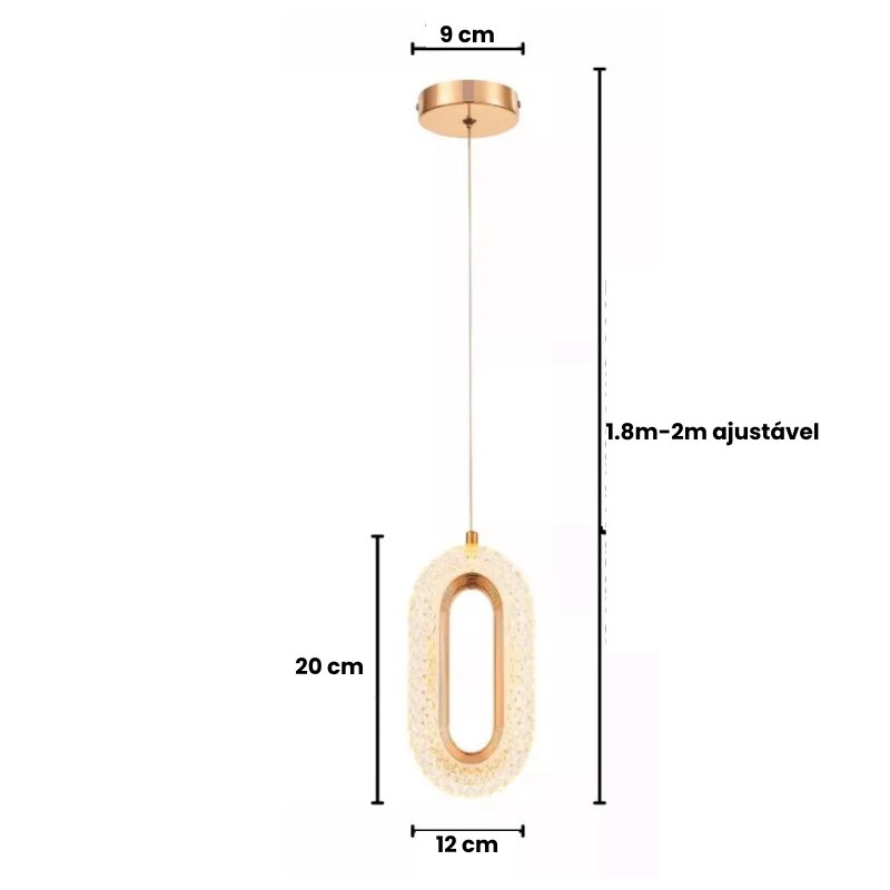 Vintage Oval-Kristall-Pendelleuchte