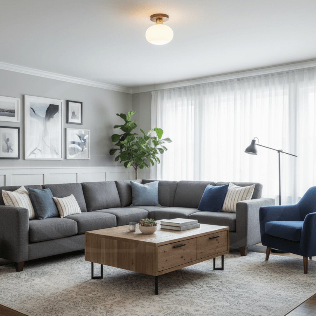 Deckenleuchte Holz & Milchglas