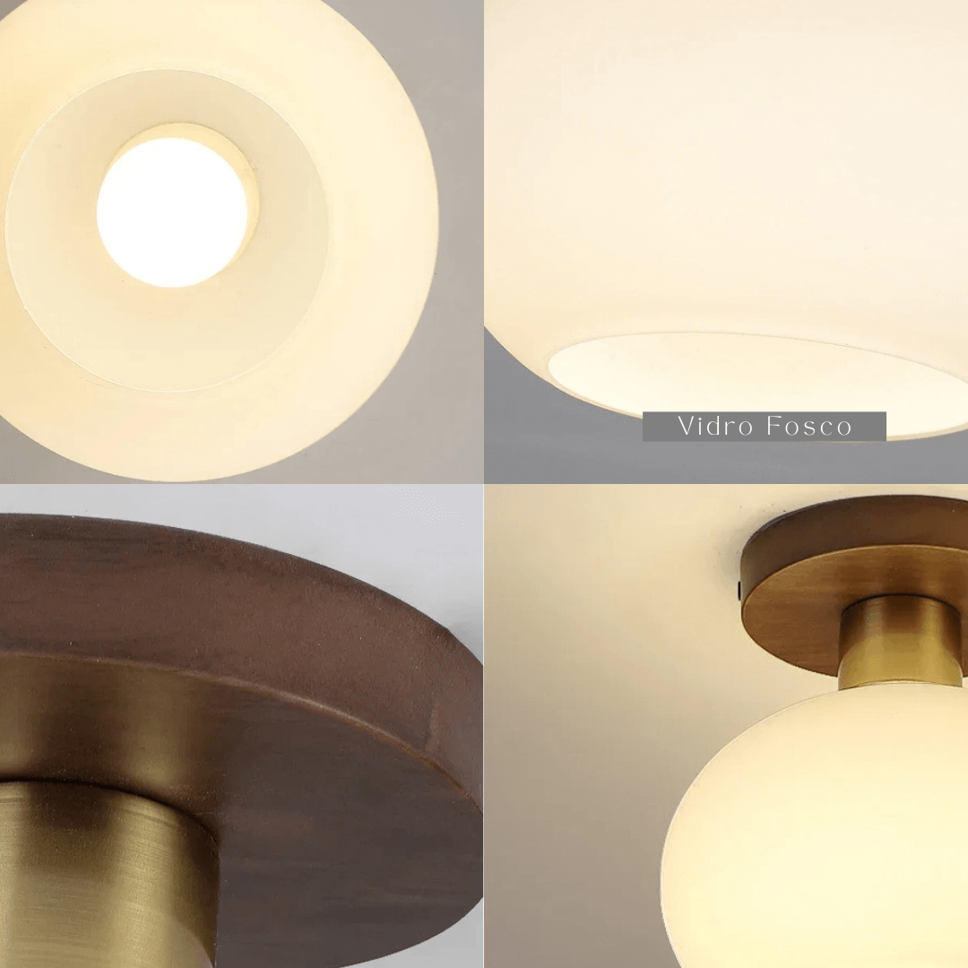 Deckenleuchte Holz & Milchglas