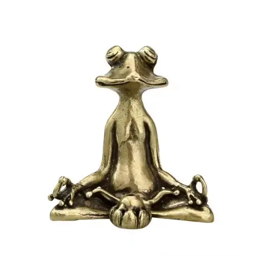 Yoga-Frosch Skulptur aus Massivbronze