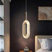 Vintage Oval-Kristall-Pendelleuchte