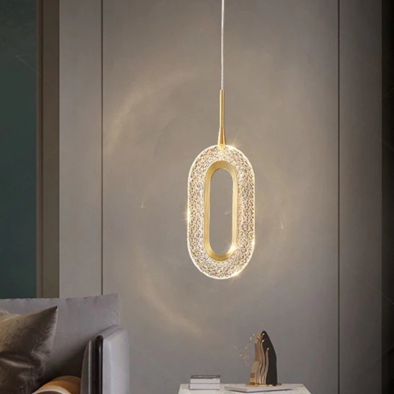 Vintage Oval-Kristall-Pendelleuchte